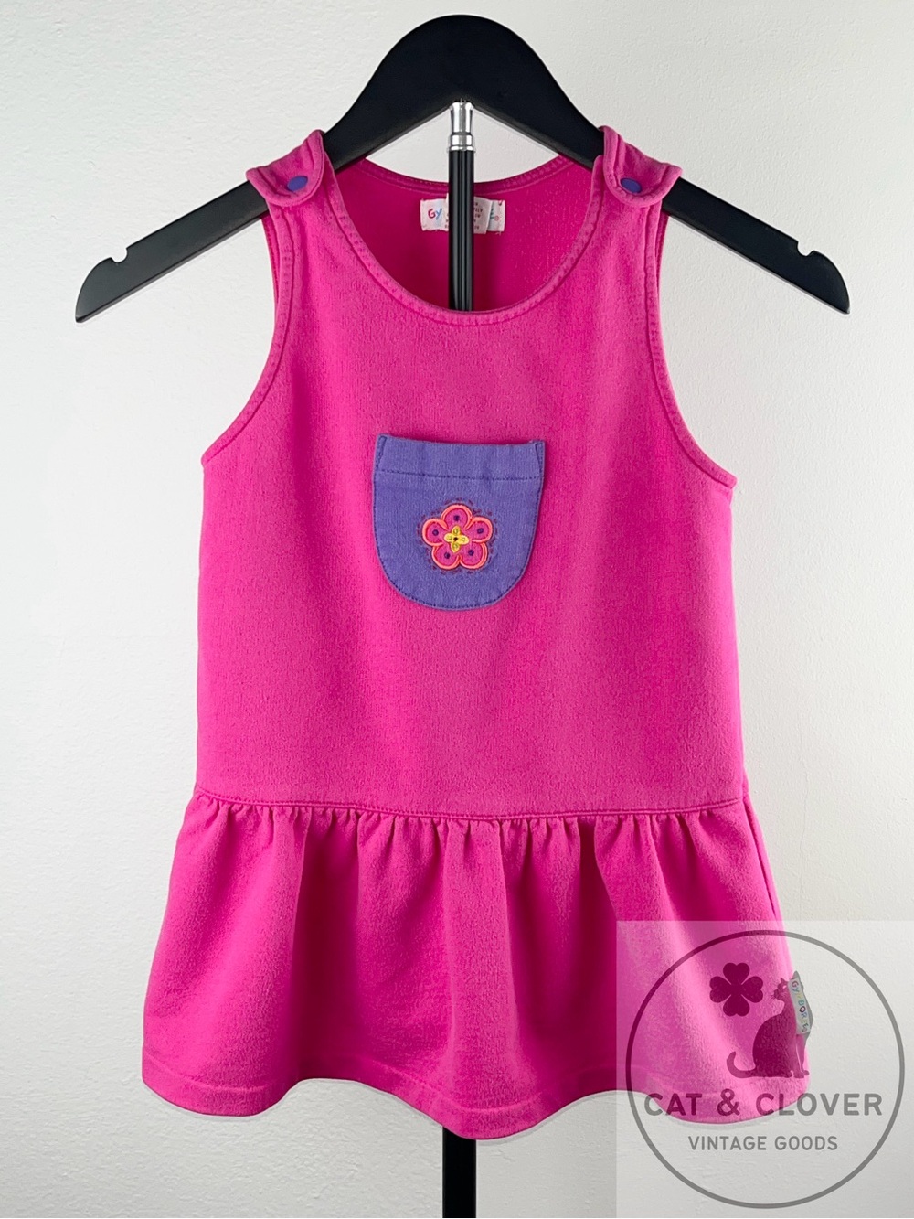 Gymboree 1994 Tulip Garden Embroidered Rainbow Tag Vintage Pink Jumper Dress